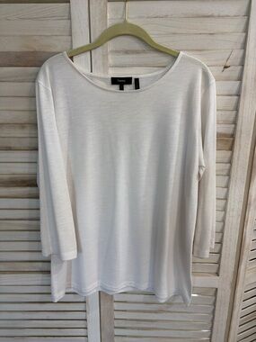 Theory Women's Cream Boatneck Long-Sleeve Top